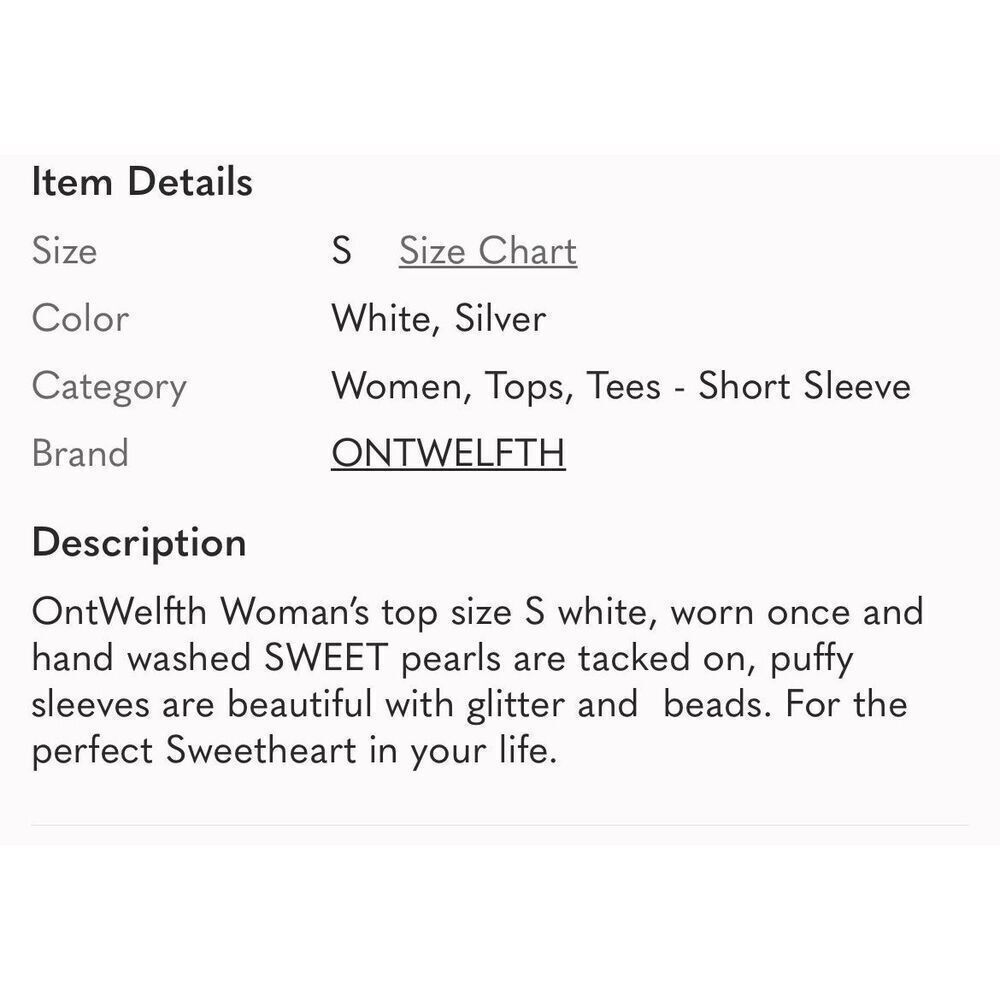 ONTWELFTH | white short sleeve sweet top S - Picture 9 of 9